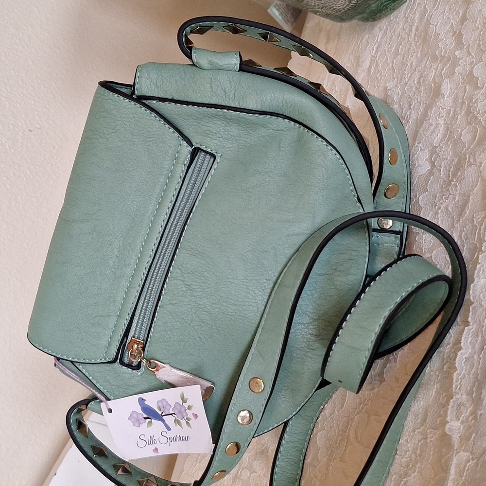 Silk Sparrow Studded Crossbody Purse Sea Green - Picture 4 of 13
